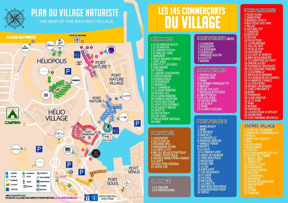 Mappa del villaggio naturista di Cap d'Agde